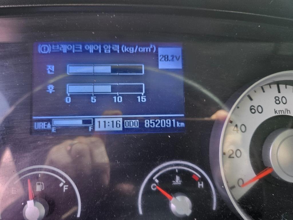 현대 메가트럭 4.5톤 냉동탑 2020년식 계기판 주행거리