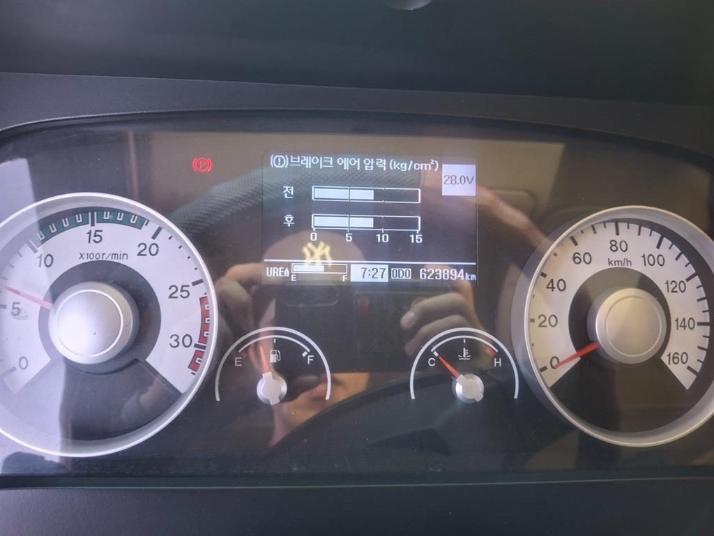 현대 메가트럭 5톤 윙바디 2017년식 계기판 주행거리 623,894km